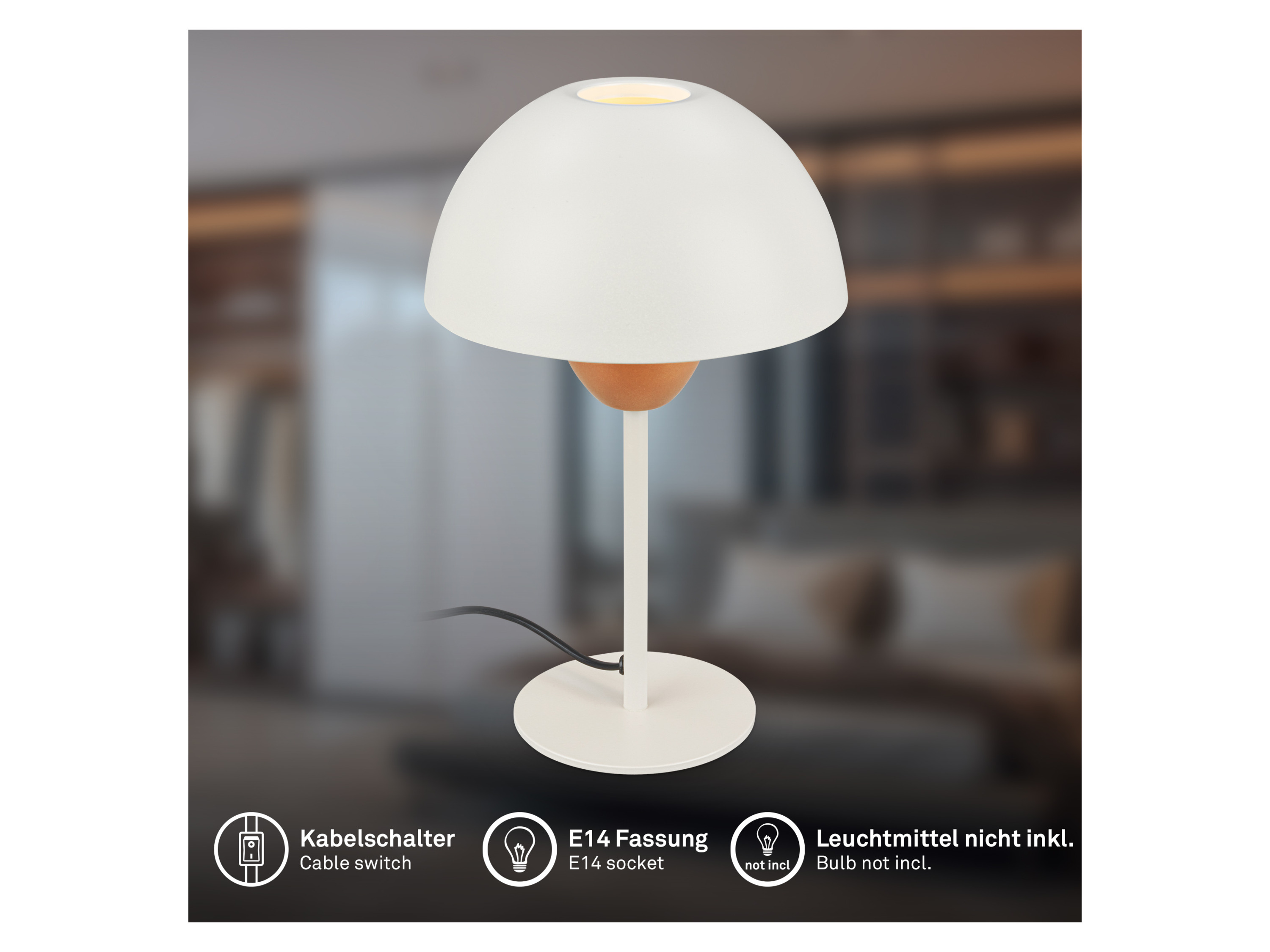 Thumbnail - Briloner GRYDE Tischleuchte 1-flammig (Warm grey, Coffee)