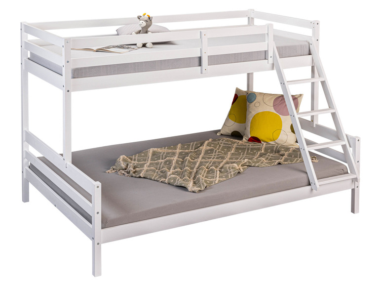 Weißes Holz-Hochbett mit Leiter