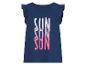 Ein dunkelblaues T-Shirt mit 'Sun' -Aufdruck für Mädchen.