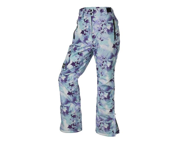 Skihose mit abstraktem blau-lila Muster.