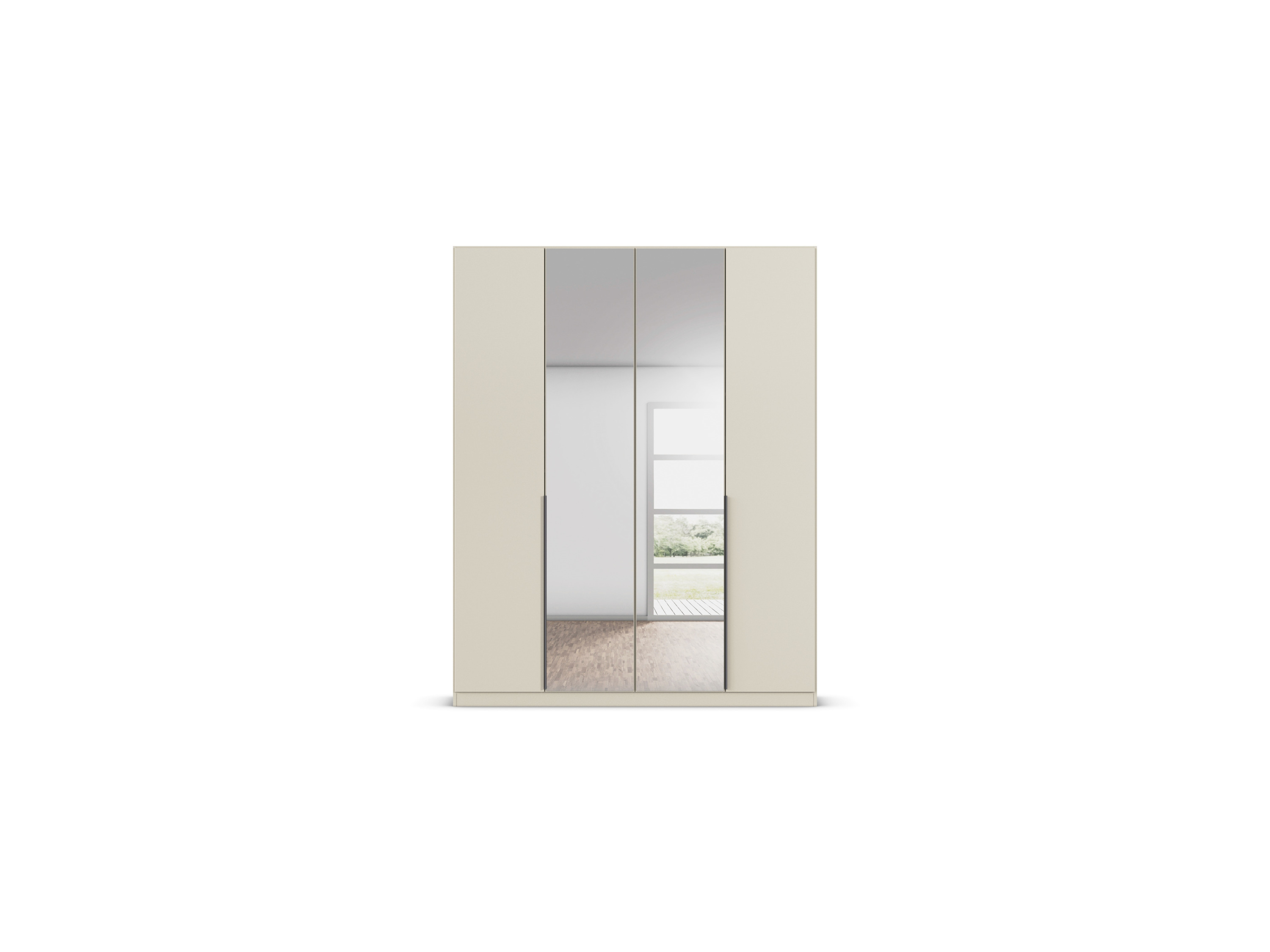 RAUCH ORANGE Drehtürenschrank Alabama mit Spiegel (Premium-Zubehör, Beige-Champagner, Griffe Grau, 181 x 229 cm) – Bild 4 von 4