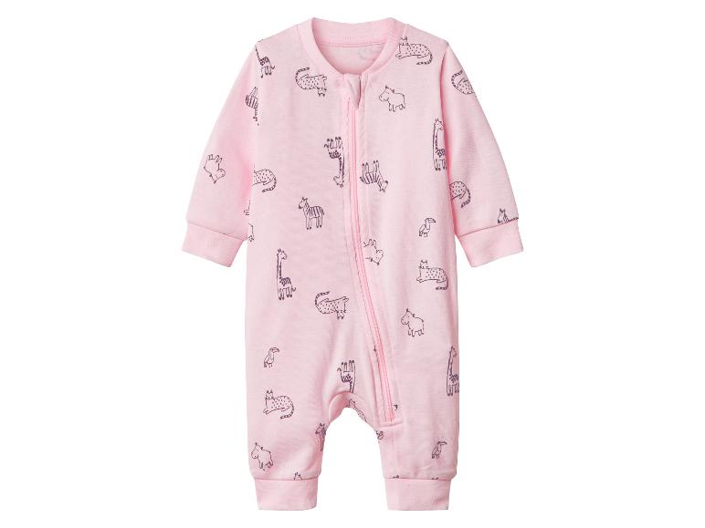 Rosa Baby-Strampler mit Wildtier-Print.