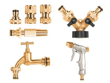 PARKSIDE® Messing-Stecksystem / Messing-2-Wege-Verteiler / Wasserhahn Messing / Messing-Gartenspritze