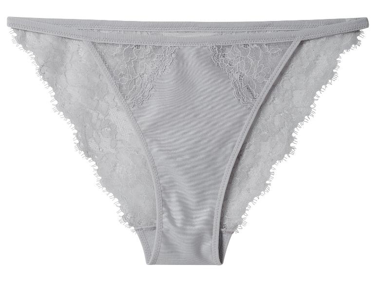 Hellgrauer Damen-Slip mit Spitze.