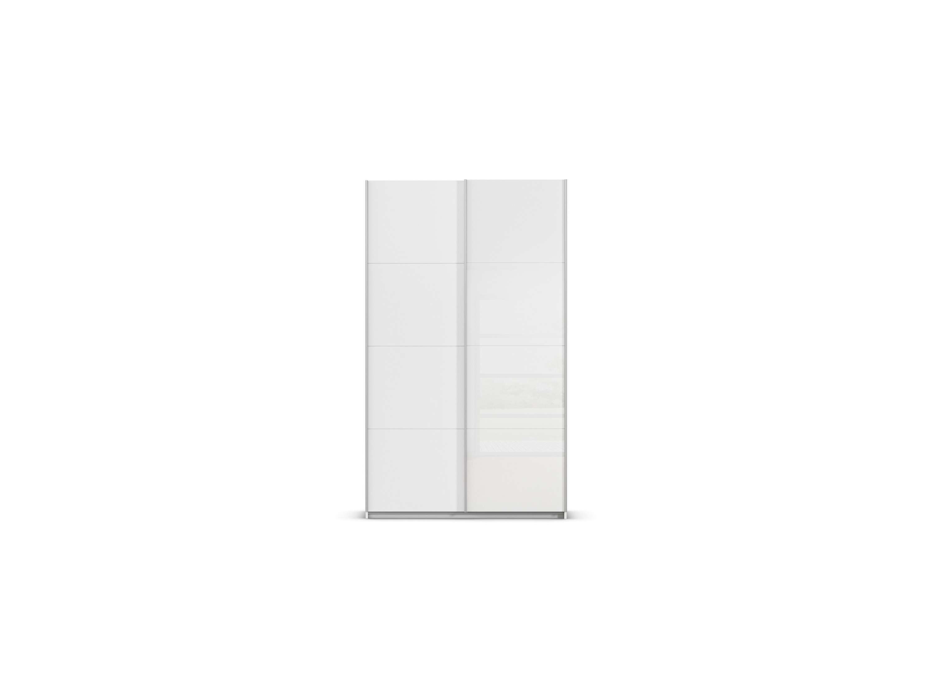 RAUCH ORANGE Quadra Schwebetürenschrank mit Glaselementen (Premium-Zubehör, Korpus:Weiß, Glas:Weiß, 136 x 230 cm)
