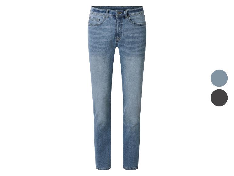 Herren Straight Fit Jeans in Hellblau, mit blauen und dunkelgrauen Farboptionen.