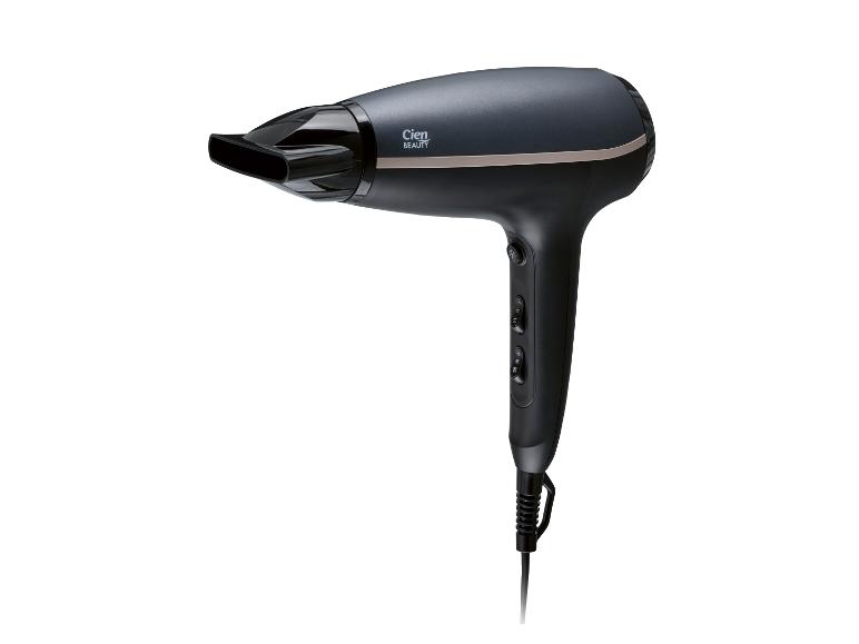 Schwarzer Haartrockner mit goldenem Streifen und Konzentratordüse