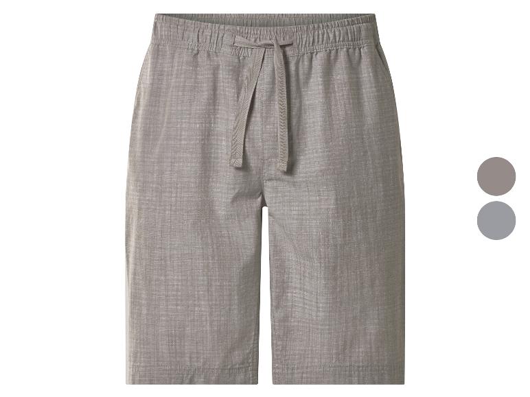 Graue Leinen-Shorts mit verstellbarem Kordelzug in der Taille.