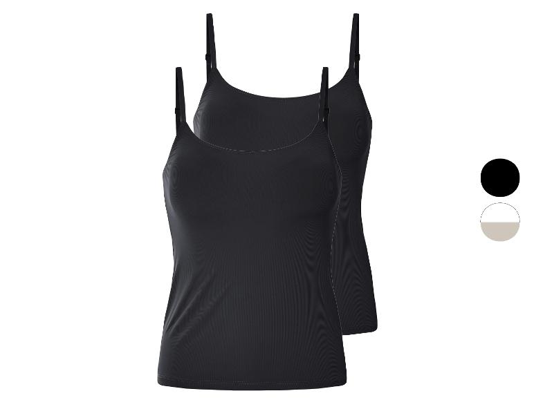 Zwei schwarze, minimalistische Trägertops.