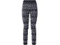 Dunkelblaue Strickleggings mit norwegischem Schneeflockenmuster.