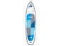 Ein aufblasbares Paddleboard mit 'Sport'-Druck und blauem 'F2'-Logo.