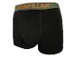 Schwarze Herren-Boxershorts mit grünem Bund und Schriftzug