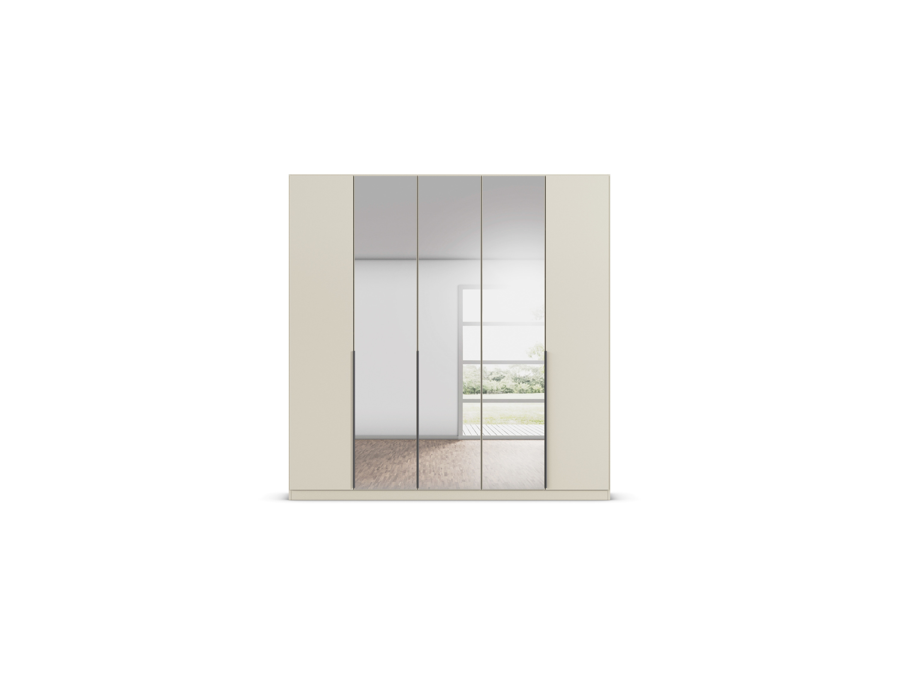 RAUCH ORANGE Drehtürenschrank Alabama mit Spiegel (Classic-Zubehör, Beige-Champagner, Griffe Grau, 226 x 210 cm) – Bild 4 von 4