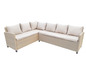 Beige Wicker-Eckcouch mit Kissen