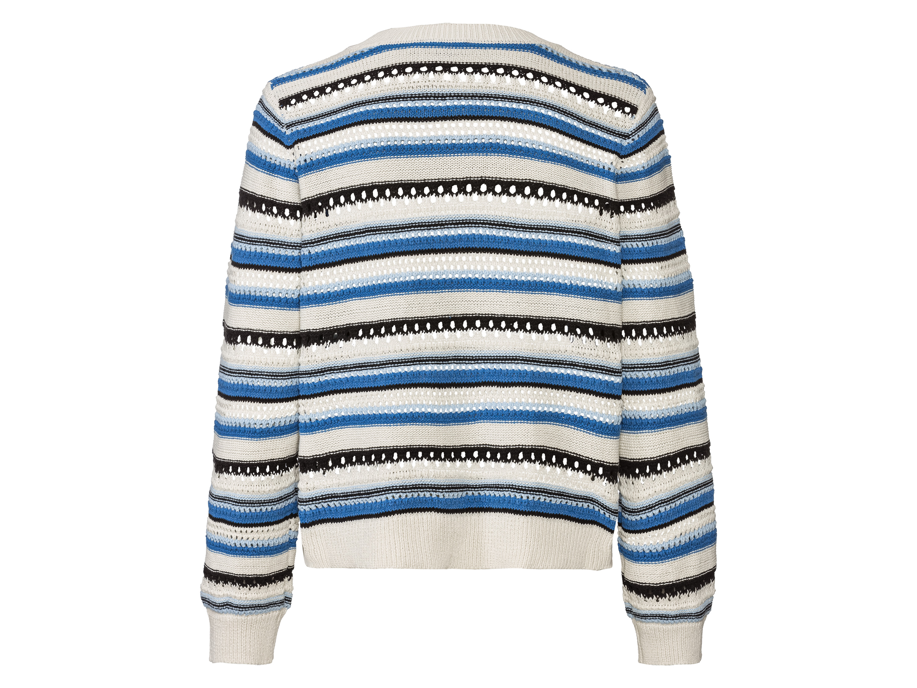 Thumbnail - esmara® Damen Pullover Lochstrick (L(44/46), blau gemustert)