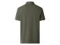 Dunkelgrünes geripptes Poloshirt, Rückansicht.
