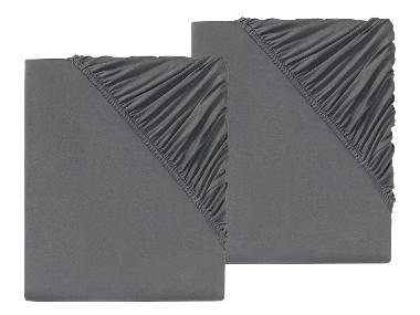 LIVARNO home Spannbettlaken Jersey, 2 Stück, 90-100 x 200 (dunkelgrau)