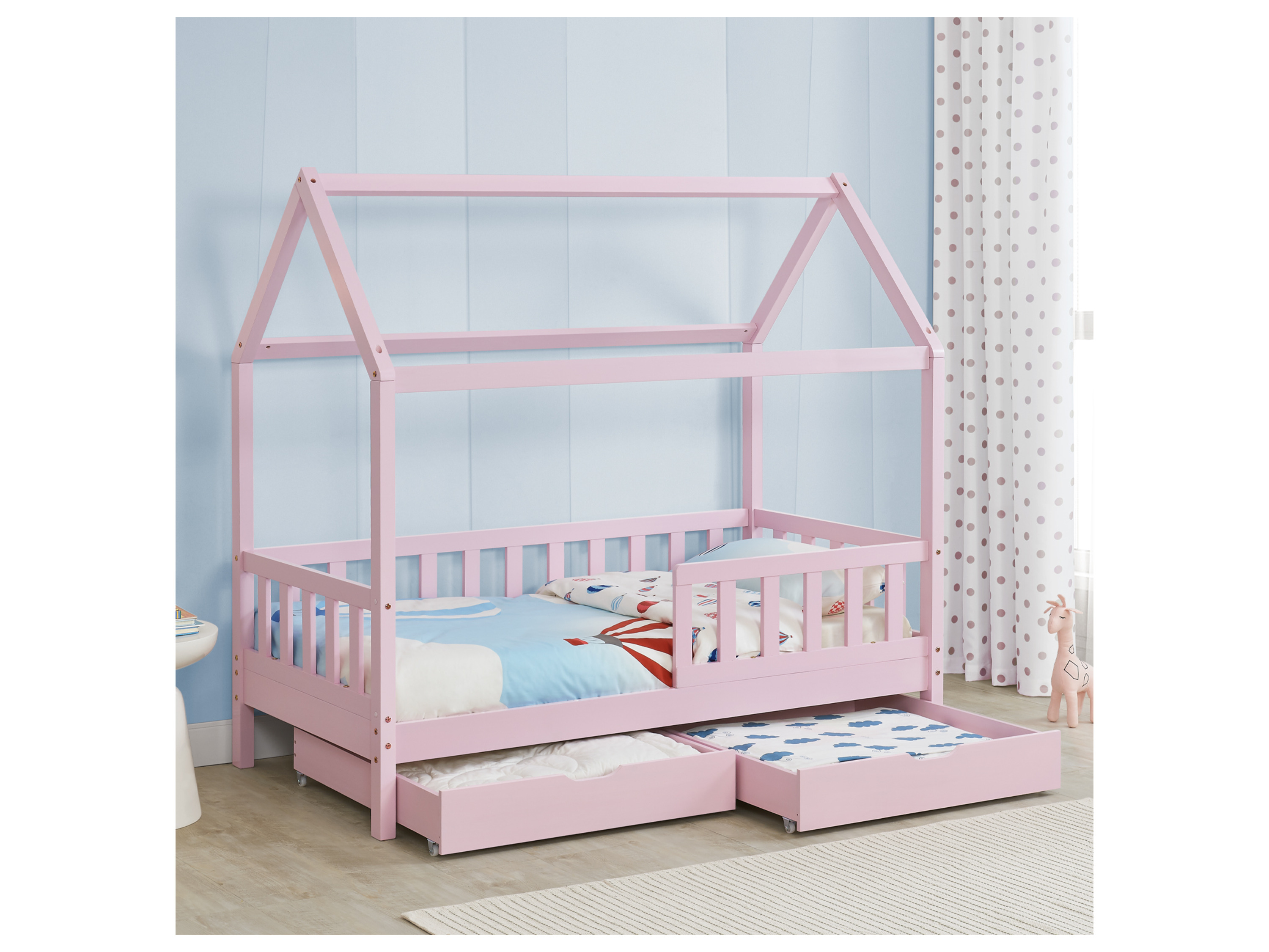 JUSKYS Kinderbett Marli_STR_OS (rose mit Bettkasten, 160 x 80 cm) – Bild 2 von 4