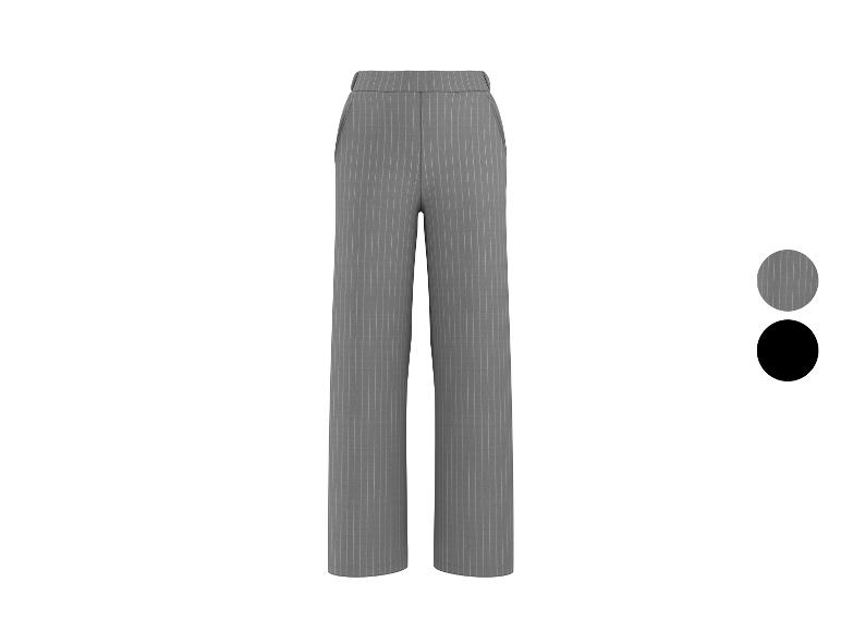 Graue gestreifte Damenhose mit hoher Taille und weitem Bein