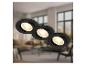 Drei schwarze BRILONER LED-Einbauleuchten in einem modernen Wohnzimmer.