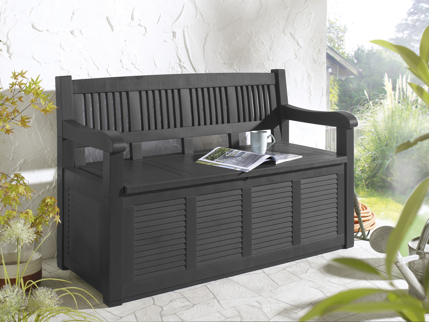 LIVARNO home Gartenbank, mit Staufach, 280 l | LIDL