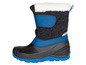 Blau-schwarze Winterstiefel für Kinder.
