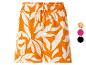 Damen-Shorts mit orange-weißem Blättermuster, elastischem Bund und Kordelzug.