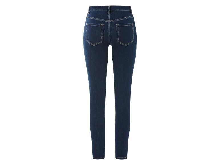 Dunkelblaue Skinny Jeans, Rückansicht.
