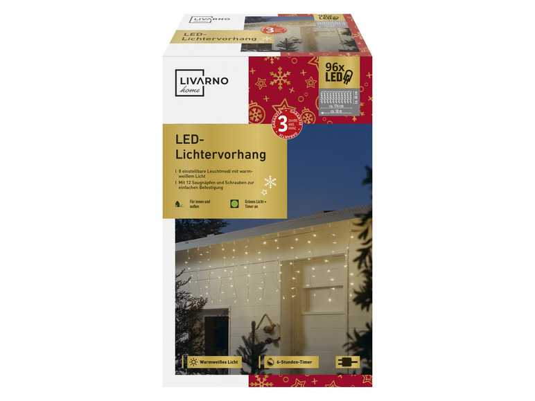 Gehe zu Vollbildansicht: LIVARNO home LED-Lichtervorhang, 96 LEDs / LED-Lichternetz, 160 LEDs - Bild 2