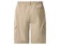 Beige Cargo-Shorts mit elastischem Bund und Seitentaschen.