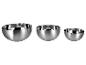 Set aus drei Edelstahlschüsseln in verschiedenen Größen.