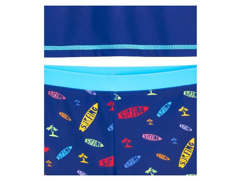 Kinder Badehose: marineblaue Badehose mit Surf-Motiv.