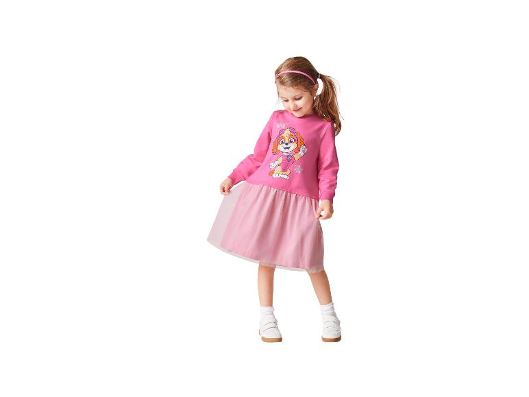Ein rosa Kleid mit einem Bild von Skye von der Paw Patrol.