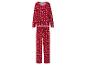 Roter Pyjama mit weißem Schneeflocken- und Schleifenmuster
