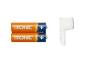 Zwei orange TRONIC Batterien und eine transparente Schutzkappe.