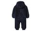 Marineblauer flauschiger Baby-Strampler mit Kapuze und Bärenohren.