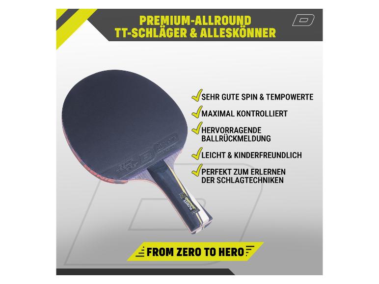 Premium Allround Tischtennisschläger mit sehr gutem Spin, Kontrolle und Ballrückmeldung.