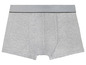 Graue Boxershorts mit schwarzem Bund.