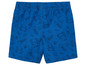 Blaue Badehose mit Krabben, Quallen und Muscheln.