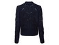 Marineblauer Strickpullover mit Lochmuster.
