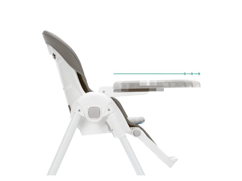 Babyhochstuhl mit verstellbarem Tablett und grauer Rückenlehne