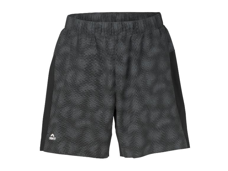Dunkelgraue Sporthose mit schwarzen Seitenpartien und dezentem Muster.