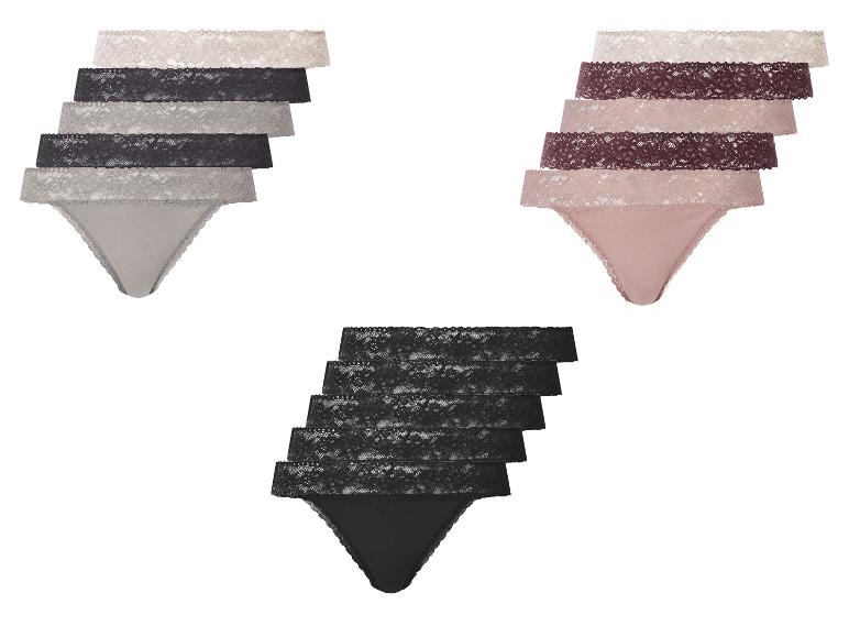 Sets aus Spitzen-Strings in Grau, Rosa und Schwarz.