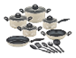 GSW Kochtopf-Set Milano Beige 15-tlg. mit Töpfen, Pfannen und Küchenhelfern