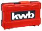 Rote und schwarze Werkzeugkiste mit weißem Logo.
