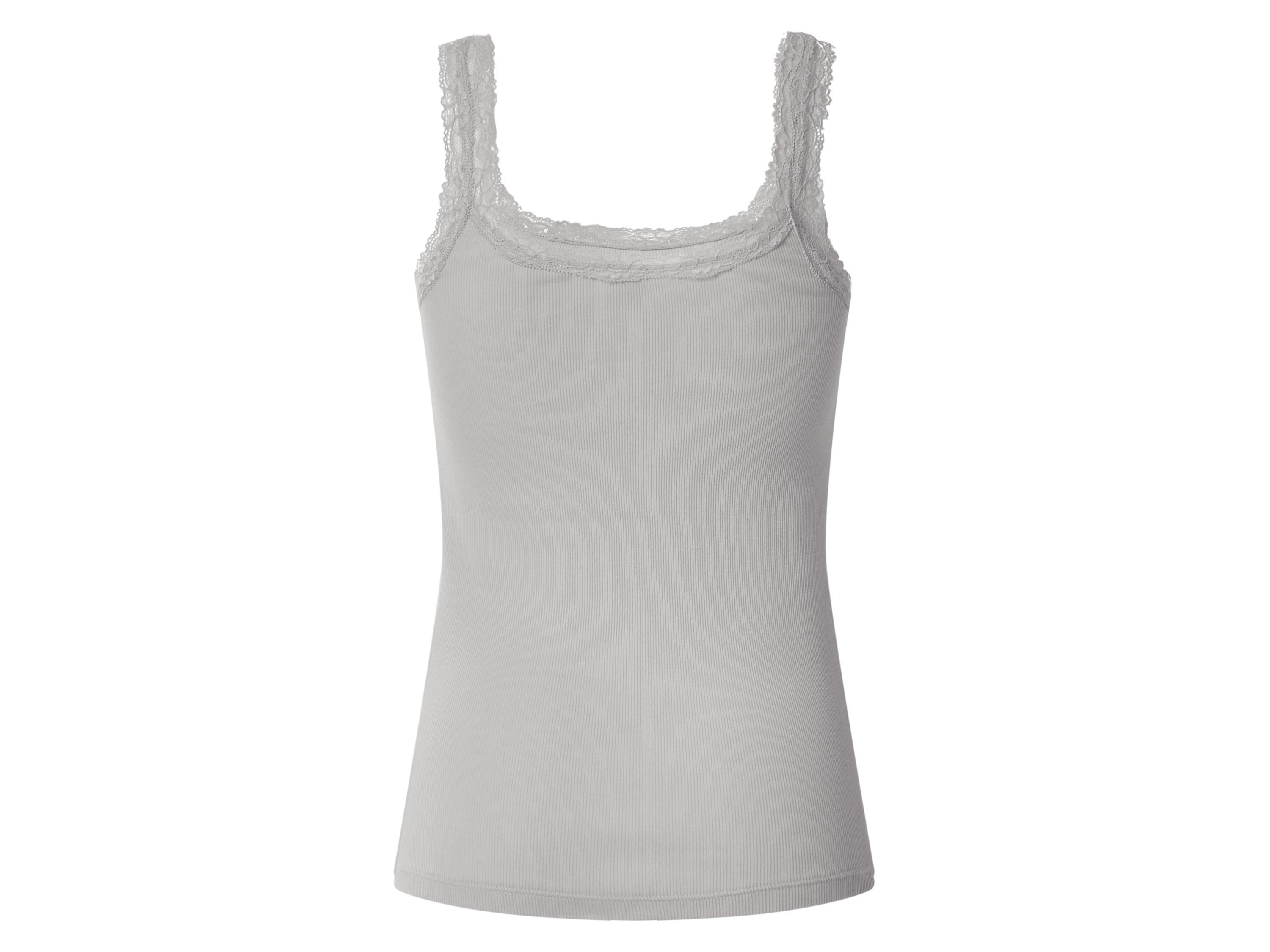 Thumbnail - esmara® Damen Gerippte Tops mit Spitze, 3 Stück (grün/blau/grau, XL(48/50))