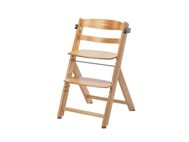 Klappbarer Hochstuhl aus Holz mit verstellbarer Sitzfläche und Fußstütze