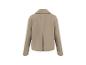 Beige kurze Jacke mit Kragen und Falte am Rücken.