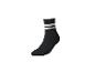 Schwarze Socke mit zwei weißen Streifen oben.
