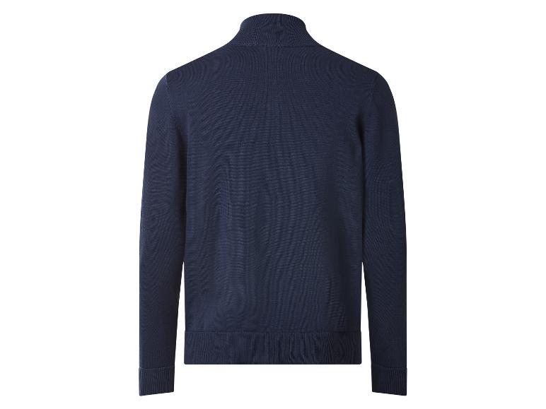 Herren-Strickjacke mit Stehkragen in Marineblau, Rückansicht